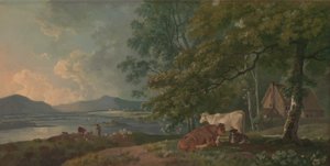 Morgen: Landskap med storfe