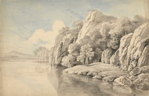 Elvebredd med høye steiner av George Barret