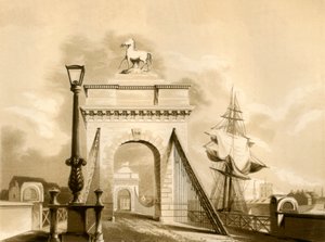 Norfolk Bridge, New Shoreham, 1835. av George Baxter