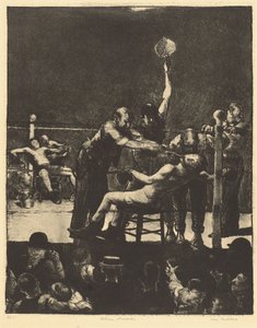 Mellom rundene, stor, første stein av George Bellows