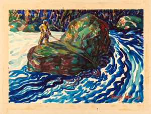 Guidefiske (akvarell på papir) av George Benjamin Luks