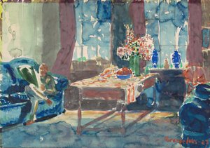 Selvportrett: Interiør i leiligheten min i New York av George Benjamin Luks