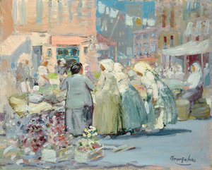 Spring Morning, Houston og Division Streets, New York av George Benjamin Luks