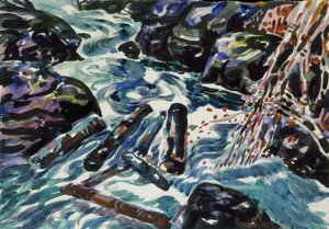 The Brook, Nova Scotia (akvarell og blyant på papir) av George Benjamin Luks