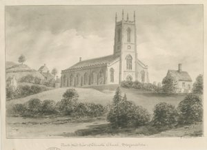 Cheadle Church: sepia-tegning av George Buckler