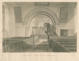 Interiør av Stowe Church: sepia vasketegning
