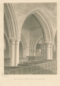 Interiør i Weston-on-Trent Church: sepia-tegning, 1841