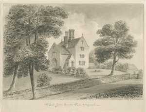 Sandon - Old Hall Farm: sepia vask tegning av George Buckler