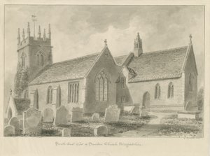 Sandon Church: sepia-tegning, 1841