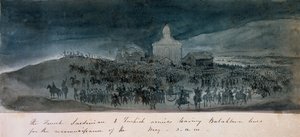 De franske, sardinske og tyrkiske hærene forlater Balaklava-linjene for en rekognosering, 1854 ca.