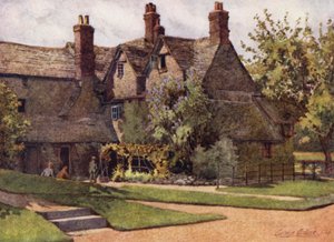 Oxford: The Cottages, Trinity College (litho-farge)