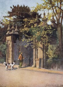 Oxford: Trinity College Gates, Parks' Road (farge litho)