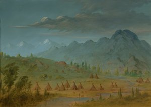 A Crow Village og Salmon River Mountains, 18551869. av George Catlin