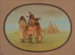 En K'nisteneux-kriger og familie, 18611869. av George Catlin