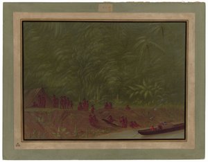 A Mura Encampment - Båtskisse av George Catlin