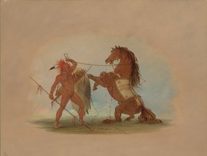 En Pawnee-kriger som ofrer sin favoritthest, 18611869. av George Catlin