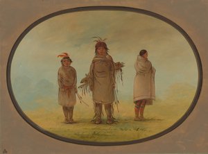 En steinkriger, hans kone og en gutt, 18551869. av George Catlin