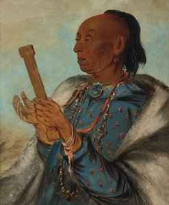 Ah-tón-we-tuck, Cock Turkey, Repeating His Prayer, 1830. av George Catlin