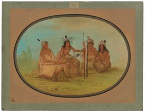 En gammel Ojibbeway-sjef og tre krigere av George Catlin