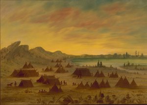 En Apachee Village, 18551869. av George Catlin