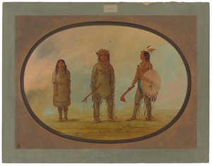 Athapasca-sjef, hans kone og en kriger av George Catlin