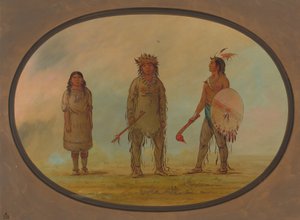 Athapasca-sjef, hans kone og en kriger, 18551869. av George Catlin