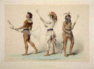 Ball Players, fra Catlins North American Indian Portfolio. Jaktscener og fornøyelser i Rocky Mountains og Prairies of America, pub. 1845 av George Catlin