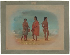 Botocudo-sjef, hans kone og en ung mann av George Catlin