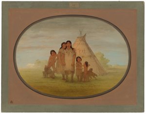 Camanchee Chief's Children og Wigwam av George Catlin