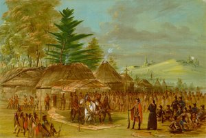 Sjef for Taensa-indianerne som mottar La Salle. 20. mars 1682, 18471848. av George Catlin