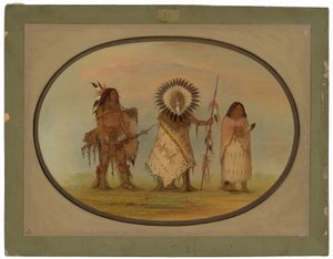 Kråkesjef, hans kone og en kriger av George Catlin