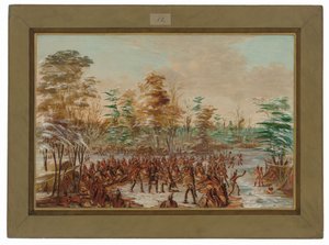 De Tonty ber om fred i den irokesiske landsbyen. 2. januar 1680 av George Catlin