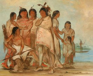 Du-cór-re-a, stammens høvding, og hans familie av George Catlin