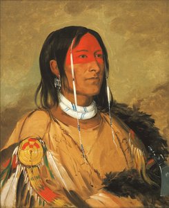 Eeh-tow-wées-ka-zeet, Han som har øyne bak seg (også kjent som Brukket arm), en fremste modig av George Catlin