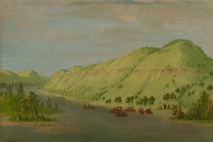 Far Hennepin forlater Mississippi for å bli med i La Salle. 8. mai 1680, 18471848. av George Catlin