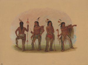 Fire Navaho-krigere, 18611869. av George Catlin