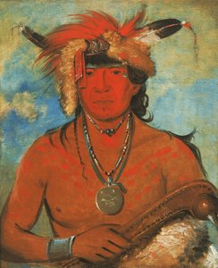 Háh-je-day-ah#39;-shee, møte fugler, en modig av George Catlin