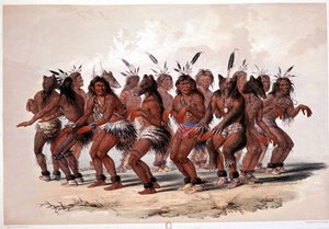 Indian Bear Dance - Litografi av Georges Catlin av George Catlin