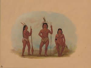 Klahoquaht-sjef, hans kone og sønn, 18551869. av George Catlin