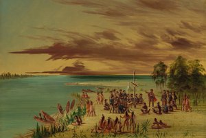 La Salle hevder Louisiana for Frankrike. 9. april 1682, 18471848. av George Catlin