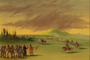 La Salle møter et krigsparti av Cenis-indianere på en Texas prærien. 25. april 1686, 18471848. av George Catlin