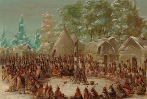La Salles fest feiret i Illinois Village. 2. januar 1680, 18471848. av George Catlin