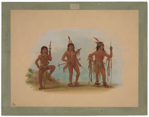 Lengua medisinmann med to krigere av George Catlin