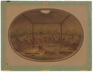 Mandan-seremoni - vannet synker ned av George Catlin