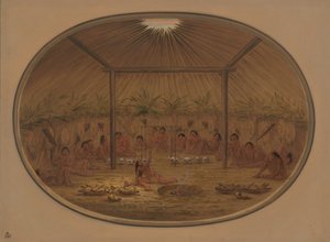 Mandan-seremoni - vannet synker ned, 18611869. av George Catlin