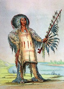 Mandan-indianer Ha-Na-Tah-Muah, ulvehøvding av George Catlin