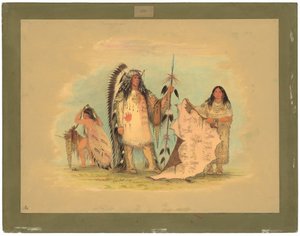 Mandan krigssjef med sin favorittkone av George Catlin