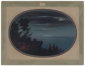 Nayas Village om natten av George Catlin