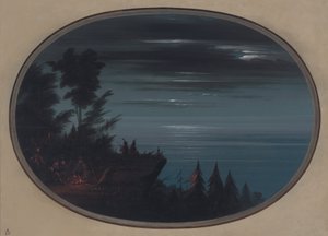 Nayas Village om natten, 18551869. av George Catlin