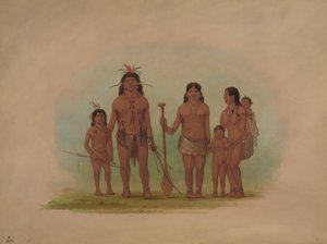 Orejona-sjef og familie, 18541869. av George Catlin